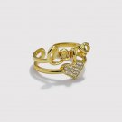Wedding Love Letters CZ Heart 925 Sterling Silver Adjustable Ring