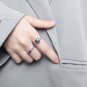 Girl Black Agate Love CZ Heart 925 Sterling Silver Adjustable Ring