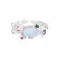 Colorful CZ Created Moonstone Bubbles 925 Sterling Silver Adjustable Ring