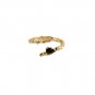 Black Waterdrop CZ 925 Sterling Silver Irregular Cross Adjustable Ring
