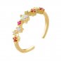 Colordul Rainbow Red CZ 925 Sterling Silver Irregular Adjustable Ring