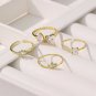 Simple CZ Geometry Leaves 925 Sterling Silver Adjustable Ring