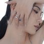 Women Elegant Dangling Round CZ 925 Sterling Silver Adjustable Ring