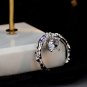 Women Elegant Dangling Round CZ 925 Sterling Silver Adjustable Ring