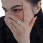 Fashion Red Oval Eye CZ 925 Sterling Silver Irregular Adjustable Ring
