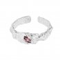 Fashion Red Oval Eye CZ 925 Sterling Silver Irregular Adjustable Ring