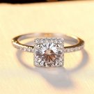 Elegant 1ct CZ/Moissanite Square Geometry 925 Sterling Silver Ring