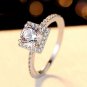 Elegant 1ct CZ/Moissanite Square Geometry 925 Sterling Silver Ring