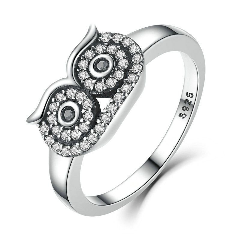 Sweet CZ Owl 925 Silver Ring