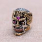Vintage Skeleton Skull King 925 Sterling Silver Men Ring