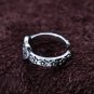 Vintage Flower Pattern 925 Sterling Silver Heart Adjustable Ring
