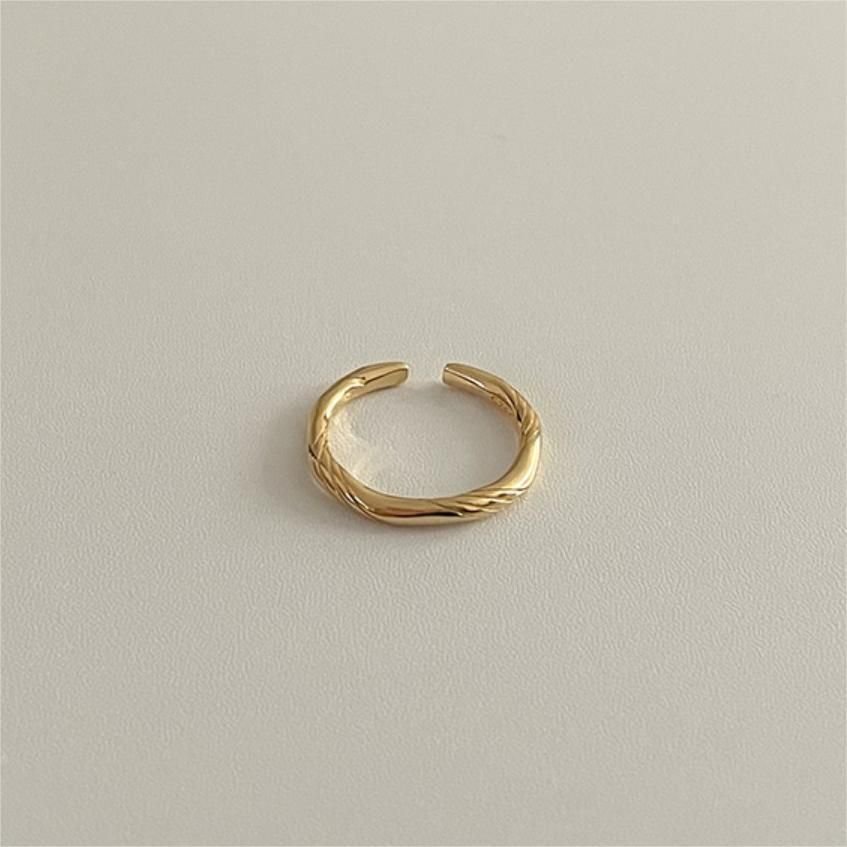 Classic Twisted Line Pattern 925 Sterling Silver Adjustable Ring