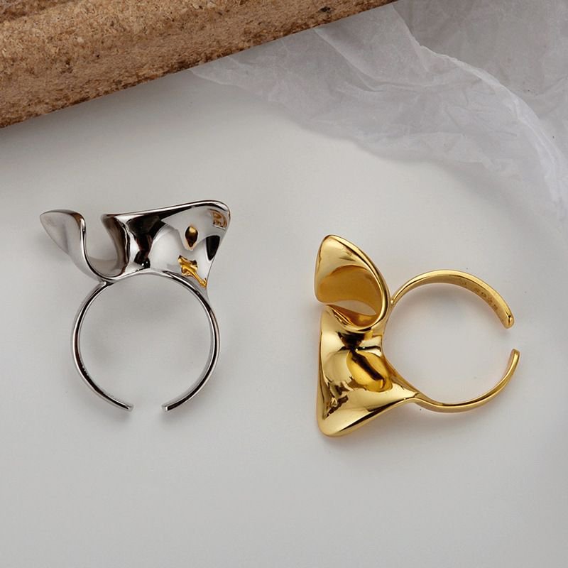 Holiday Irregular Twisted Silver Wave 925 Sterling Adjustable Ring