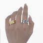 Fashion Glossy Geometry Rectangle 925 Sterling Silver Adjustable Ring