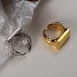Fashion Glossy Geometry Rectangle 925 Sterling Silver Adjustable Ring