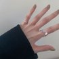 Modern Double Layers Twisted Knot Beads Chain Silver Adjustable Ring