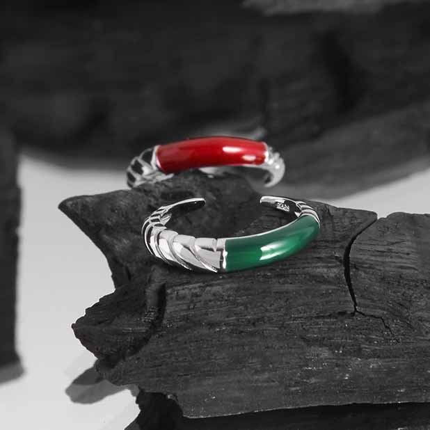 Irregular Twisted Epoxy 925 Sterling Silver Adjustable Ring