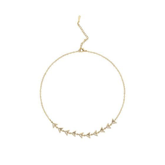 Asymmetry Fishbone Triangle 925 Sterling Silver Choker Necklace