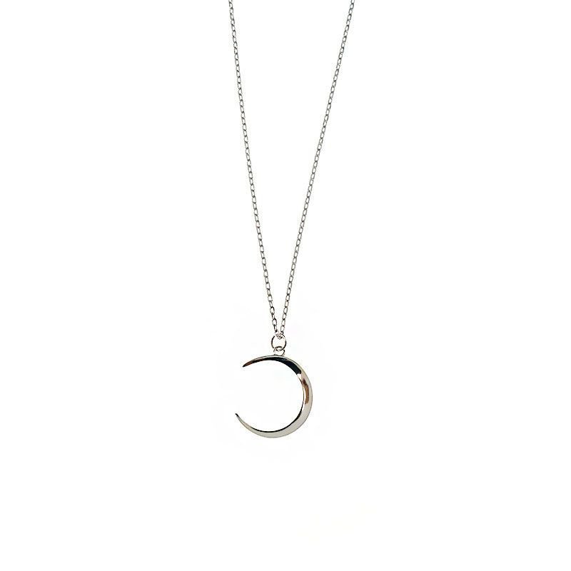 Delicate Crescent Moon 925 Sterling Silver Necklace
