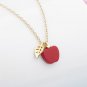 Holiday Christmas Red Apple 925 Sterling Silver Necklace