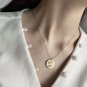Half Round Natural White Pearl Vintage Round Circle 925 Sterling Silver Pendant