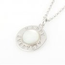 Happy Everyday Letters Round Shell 925 Sterling Silver Necklace