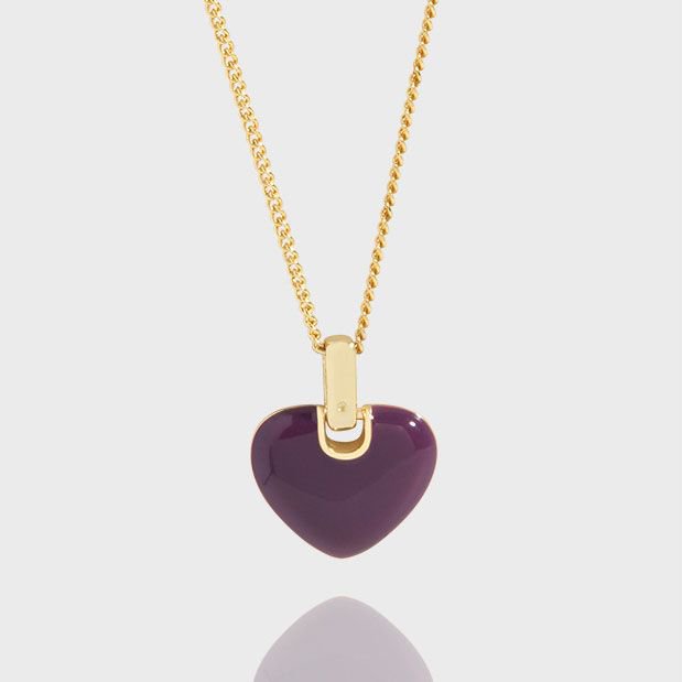 Honey Moon Epoxy Heart 925 Sterling Silver Necklace