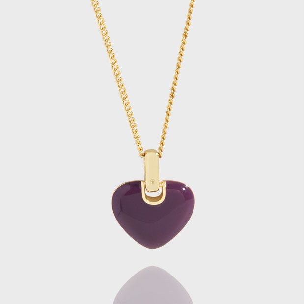 Honey Moon Epoxy Heart 925 Sterling Silver Necklace