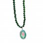 Beautiful Tulip Flower Epoxy Green Crystal 925 Sterling Silver Necklace
