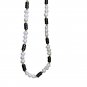 Holiday Round Natural Pearls Black Beads 925 Sterling Silver Necklace