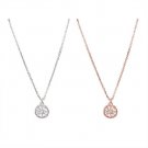 Hot CZ Hollow Fan Circle 925 Sterling Silver Necklace
