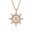 Elegant CZ Rudder Compass 925 Sterling Silver Necklace