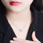 Promise CZ Hollow Heart Circle Linked 925 Sterling Silver Necklace