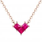Square CZ Heart Love 925 Sterling Silver Necklace