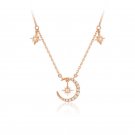 CZ Crescent Moon Stars Sun 925 Sterling Silver Necklace