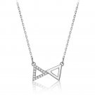CZ Bi Triangle Hollow Bowknot 925 Silver Necklace