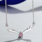 Sweet Antlers Elk Deer CZ 925 Sterling Silver Necklace