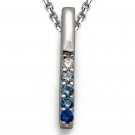 Blue White Cubic 925 Sterling Silver CZ Necklace