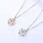 Girl Gift CZ Hollow Four Leaf Clover 925 Sterling Silver Necklace