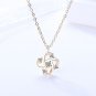 Girl Gift CZ Hollow Four Leaf Clover 925 Sterling Silver Necklace
