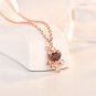 CZ Natural Garnet Heart Pricess 925 Sterling Silver Necklace