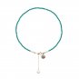 Gift Natural Turquoise Pearls Ping Buckle Tassle 925 Sterling Silver Necklace