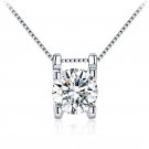 Classic Round Cubic Zirconia Square 925 Sterling Silver Pendant
