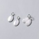 Matte Brushed Geometry Oval 925 Sterling Silver DIY Pendant
