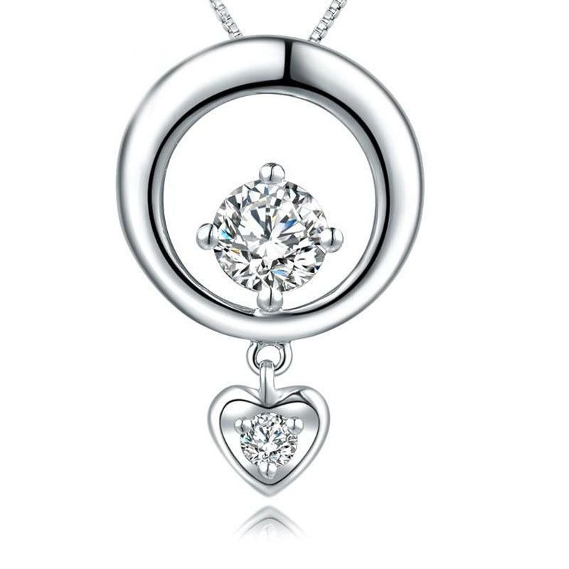 Elegant Simple Circle Heart 925 Sterling Silver Pendant