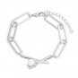 Fashion Natural Pearl Fork CZ Knift 925 Sterling Silver Hollow Chain Bracelet