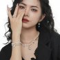 Halloween CZ Ghost Shell Pearls 925 Sterling Silver Double Layers Bracelet