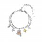 Halloween CZ Ghost Shell Pearls 925 Sterling Silver Double Layers Bracelet