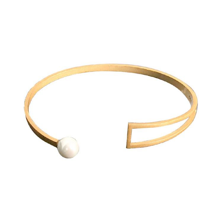 Shell Pearl Triangle 925 Sterling Silver Adjustable Bangle