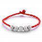 Silver Round Carving Lucky Bead Red 925 Sterling Silver Bracelet